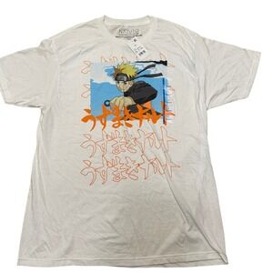 NWT Naruto Shippuden Anime Manga‎ T-Shirt White Graphic Print Men's L New